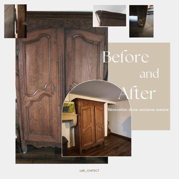 avant après d'une armoire en bois