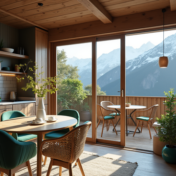 espace repas lot d'appartement de montagne